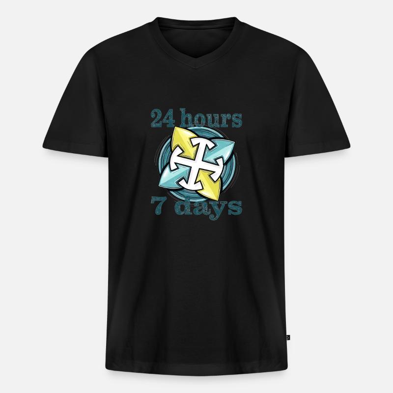 24 hours 7 days - Männer Premium Bio T-Shirt mit V-Ausschnitt - Schwarz