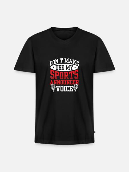 Funny Sports Ansager - Männer Premium Bio T-Shirt mit V-Ausschnitt - Schwarz