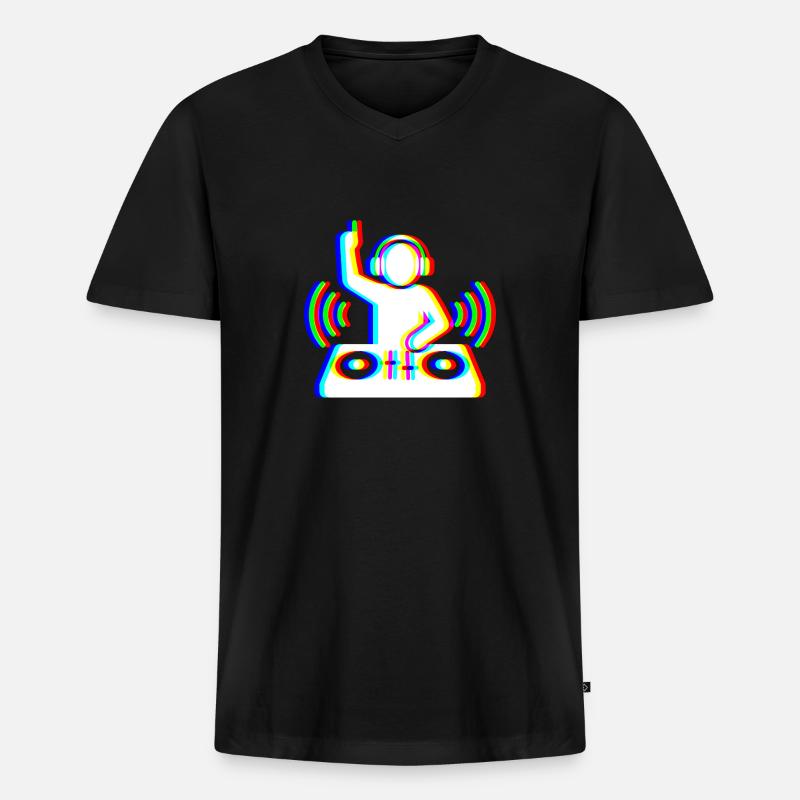 Glitch DJ – Beat Creator - Männer Premium Bio T-Shirt mit V-Ausschnitt - Schwarz