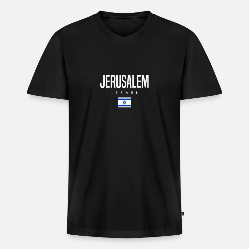 Jerusalem Israel - Männer Premium Bio T-Shirt mit V-Ausschnitt - Schwarz