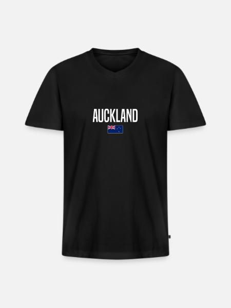 Auckland Neuseeland - Männer Premium Bio T-Shirt mit V-Ausschnitt - Schwarz
