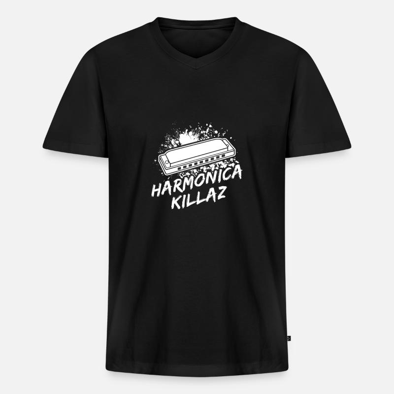 Harmonica Musican Killaz Harmonica - Männer Premium Bio T-Shirt mit V-Ausschnitt - Schwarz