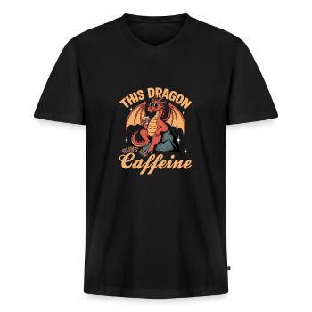 Dragon Coffee Mythical Creatures - Men's Premium Organic T-shirt with V-neck - black - Front - Nico (187cm)