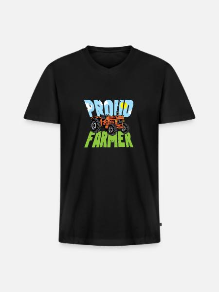 Proud Farmer Agriculturerist Gift - Men's Premium Organic T-shirt with V-neck - black