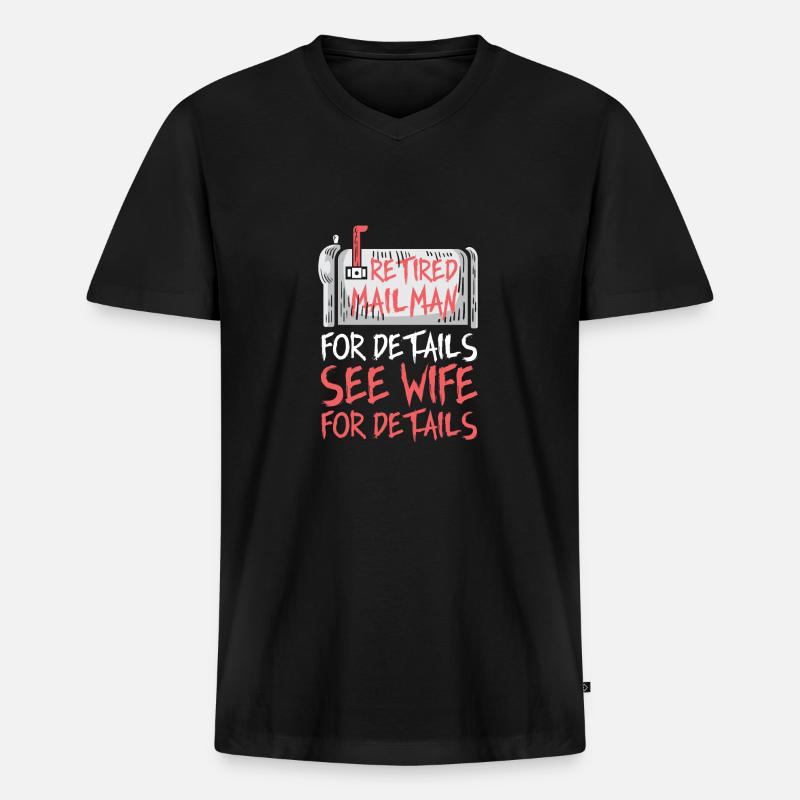 Pensionierter Mailman Briefträger Geschenk - Männer Premium Bio T-Shirt mit V-Ausschnitt - Schwarz
