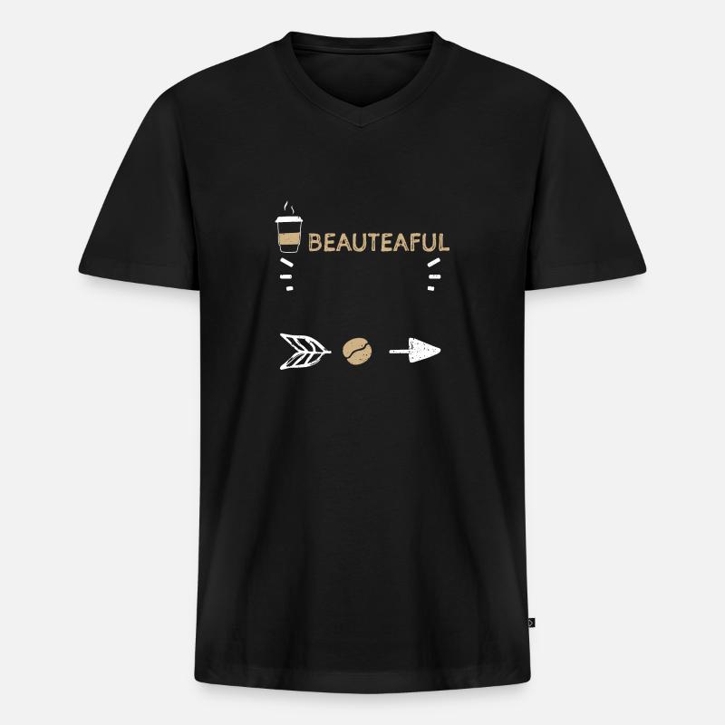 BeauTEAful - Coffee - Männer Premium Bio T-Shirt mit V-Ausschnitt - Schwarz