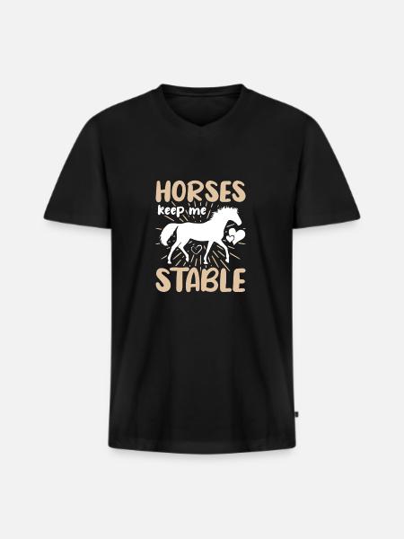 Horses keep me stable - Men's Premium Organic T-shirt with V-neck - black