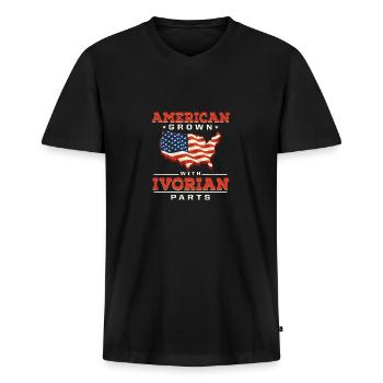 Amerikanere med ivorianske dele af patriotisk elfenben - Premium økologisk T-shirt med V-hals til mænd - sort - Foran - Nico (187cm)