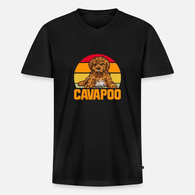 Cavapoo Cavoodle Capoodle Hund - Männer Premium Bio T-Shirt mit V-Ausschnitt - Schwarz
