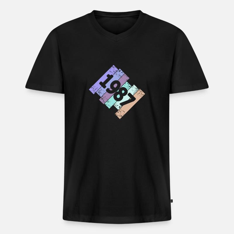 Grufti 1987 - Männer Premium Bio T-Shirt mit V-Ausschnitt - Schwarz