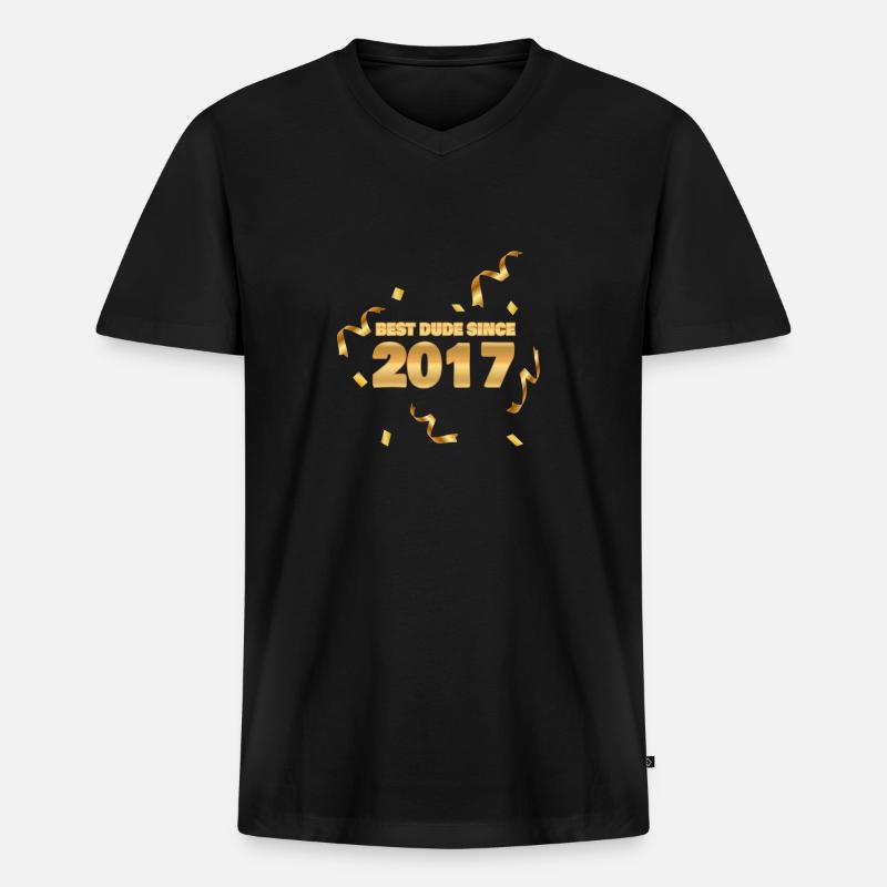 Jahr 2017 - Männer Premium Bio T-Shirt mit V-Ausschnitt - Schwarz