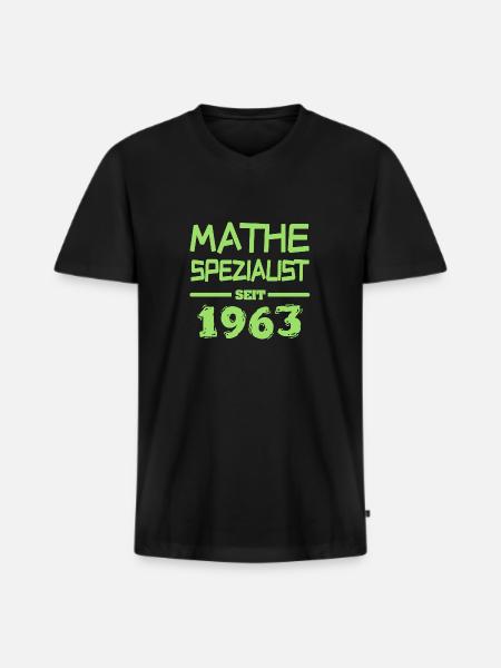 Mathespezialist 1963 - Männer Premium Bio T-Shirt mit V-Ausschnitt - Schwarz