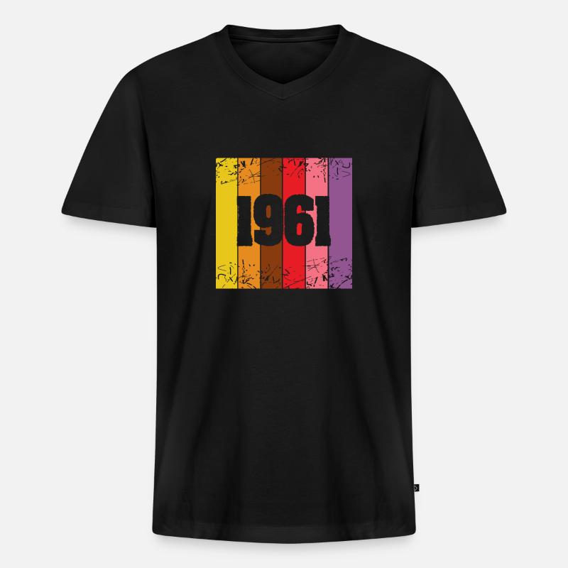 1961 - Männer Premium Bio T-Shirt mit V-Ausschnitt - Schwarz