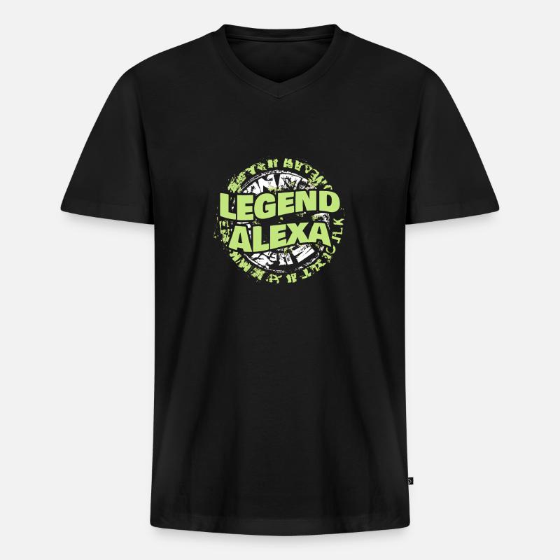 Alexa - Männer Premium Bio T-Shirt mit V-Ausschnitt - Schwarz