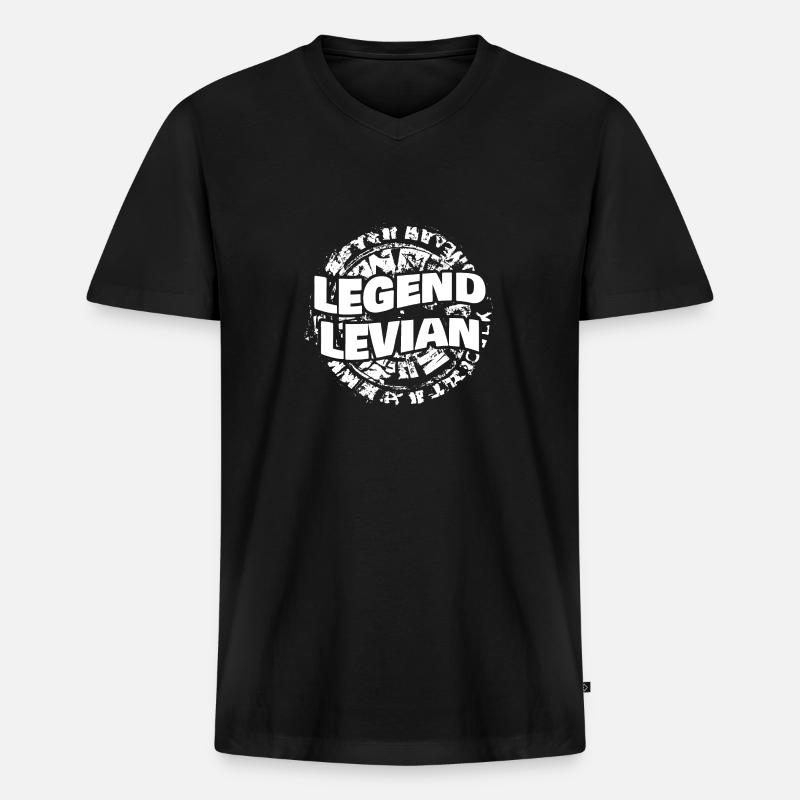 Mann Levian - Männer Premium Bio T-Shirt mit V-Ausschnitt - Schwarz