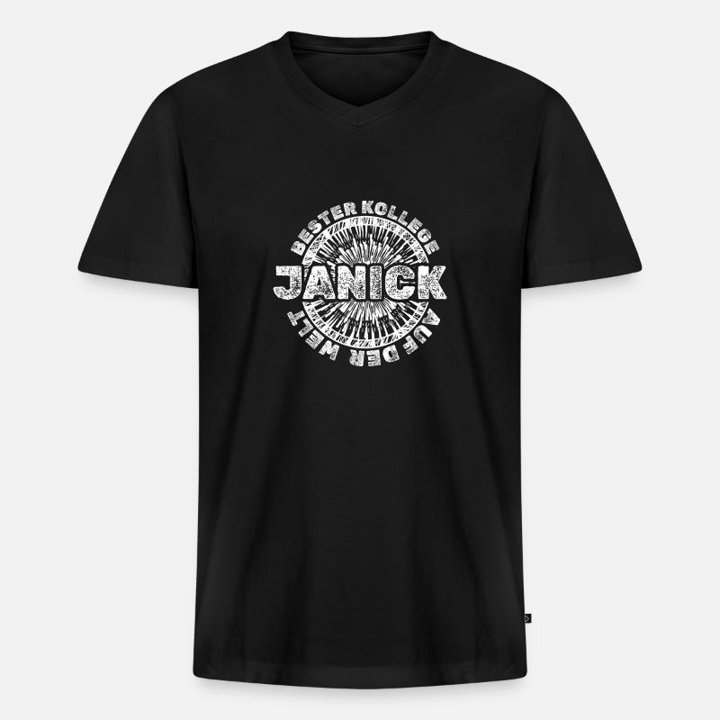 Geschenk für Janick - Männer Premium Bio T-Shirt mit V-Ausschnitt - Schwarz