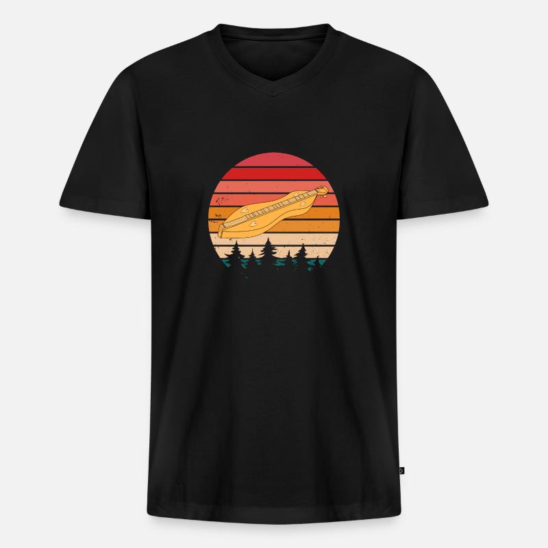 Retro dulcimer - Männer Premium Bio T-Shirt mit V-Ausschnitt - Schwarz