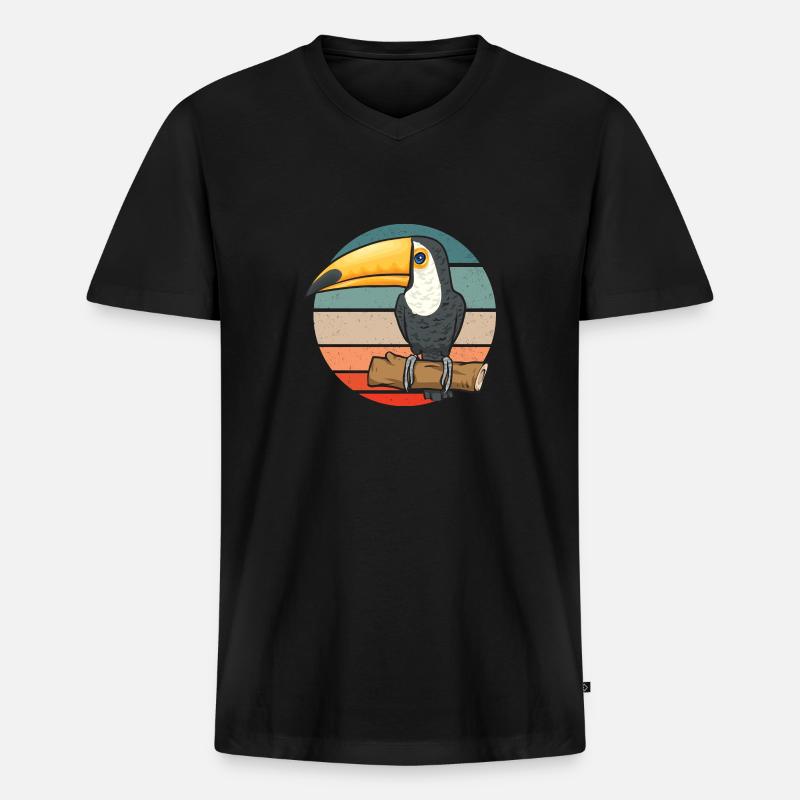 Tukan Vogel Regenwald - Männer Premium Bio T-Shirt mit V-Ausschnitt - Schwarz