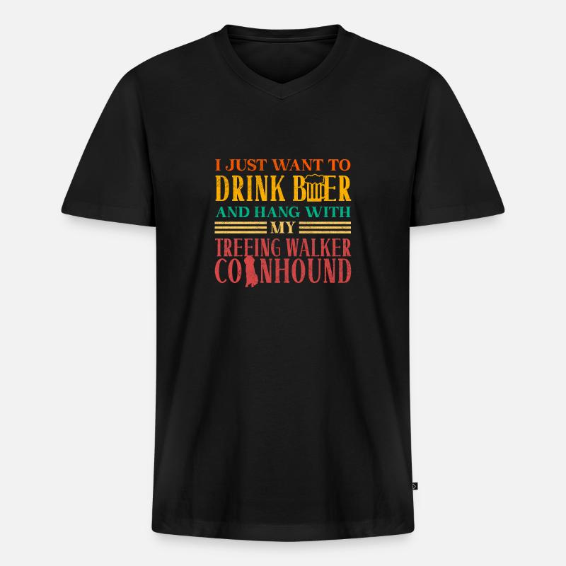 Treeing Walker Coonhound - Männer Premium Bio T-Shirt mit V-Ausschnitt - Schwarz