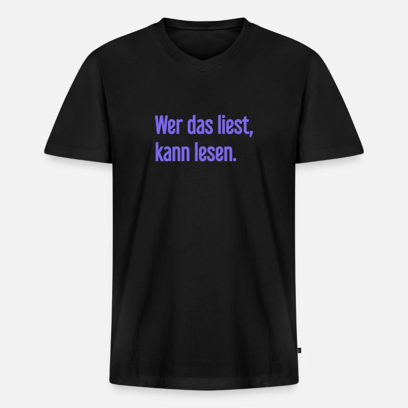 Wer das liest, kann lesen. - Männer Premium Bio T-Shirt mit V-Ausschnitt - Schwarz