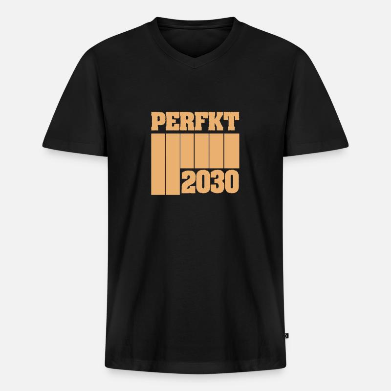 Perfekt 2030 - Männer Premium Bio T-Shirt mit V-Ausschnitt - Schwarz
