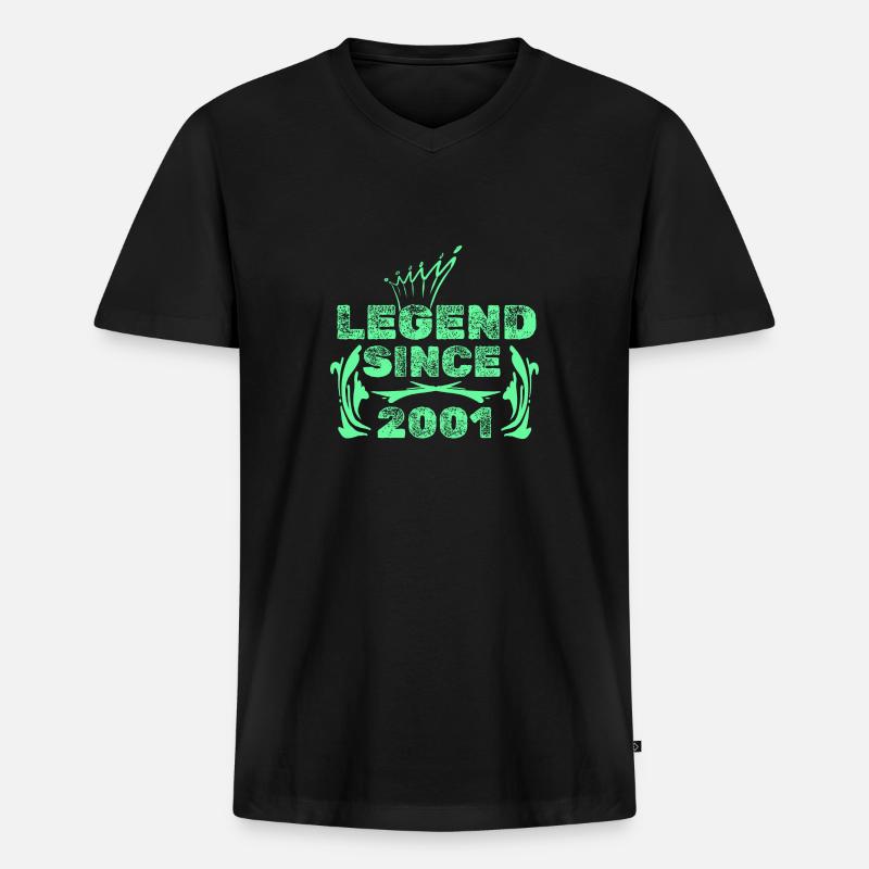 2001 - Männer Premium Bio T-Shirt mit V-Ausschnitt - Schwarz