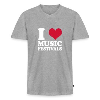 I Love Music Festivals - Men's Premium Organic T-shirt with V-neck - heather grey - Front