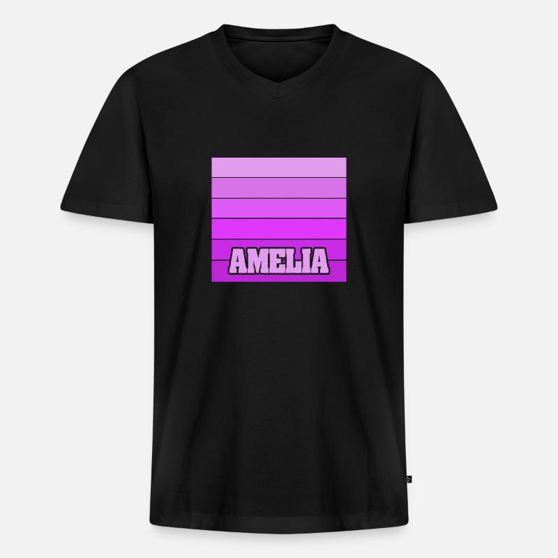 Amelia als Mädchenname - Männer Premium Bio T-Shirt mit V-Ausschnitt - Schwarz