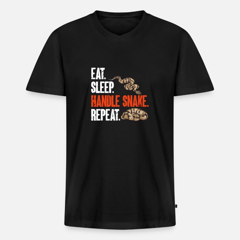 Ball Python Schlange Königspython - Männer Premium Bio T-Shirt mit V-Ausschnitt - Schwarz