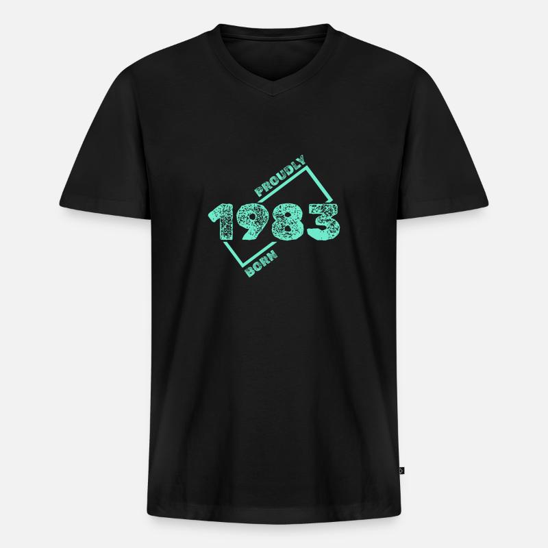 1983 - Männer Premium Bio T-Shirt mit V-Ausschnitt - Schwarz