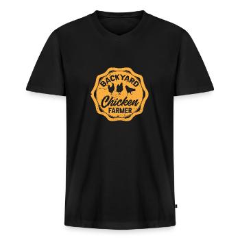 Hühnerzüchter Hahn Henne Hinterhof Hühner - Männer Premium Bio T-Shirt mit V-Ausschnitt - Schwarz - Vorne - Nico (187cm)