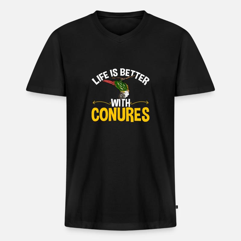 Molinasittich Papagei Vogel Sonnensittich - Männer Premium Bio T-Shirt mit V-Ausschnitt - Schwarz