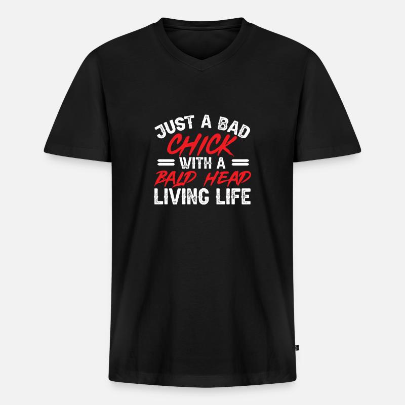 Glatze Kahlköpfigkeit Bart Glatzkopf - Männer Premium Bio T-Shirt mit V-Ausschnitt - Schwarz