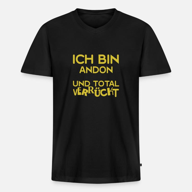 Andon - Männer Premium Bio T-Shirt mit V-Ausschnitt - Schwarz