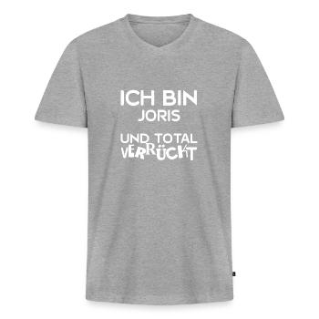 Joris as a first name - Men's Premium Organic T-shirt with V-neck - heather grey - Front