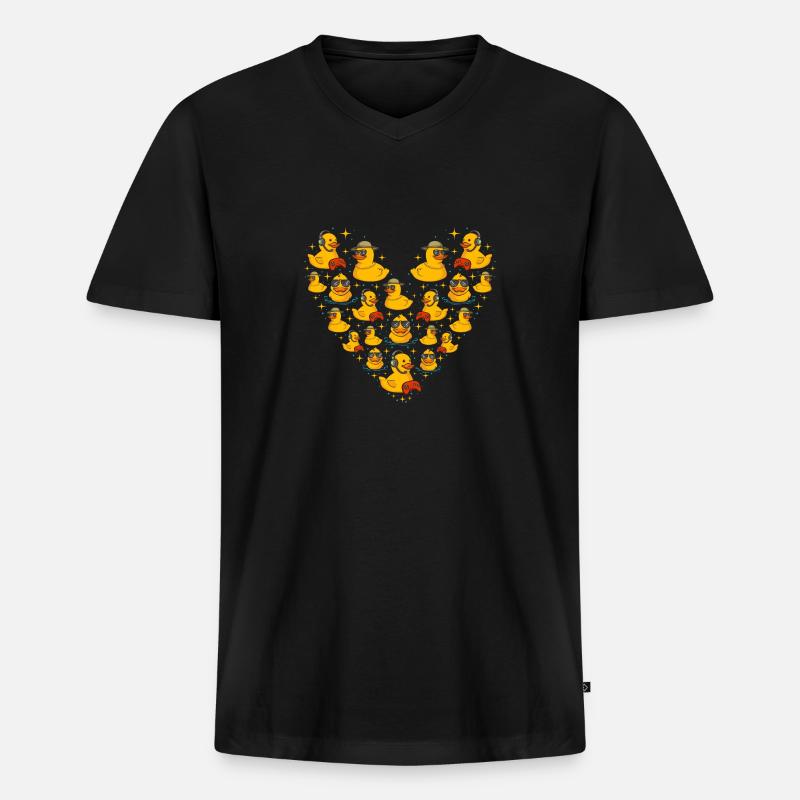 Quietscheentchen Quietscheente Gummiente - Männer Premium Bio T-Shirt mit V-Ausschnitt - Schwarz