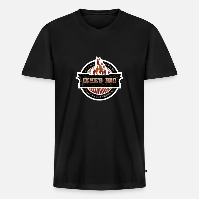 IKKE´S BBQ - Männer Premium Bio T-Shirt mit V-Ausschnitt - Schwarz
