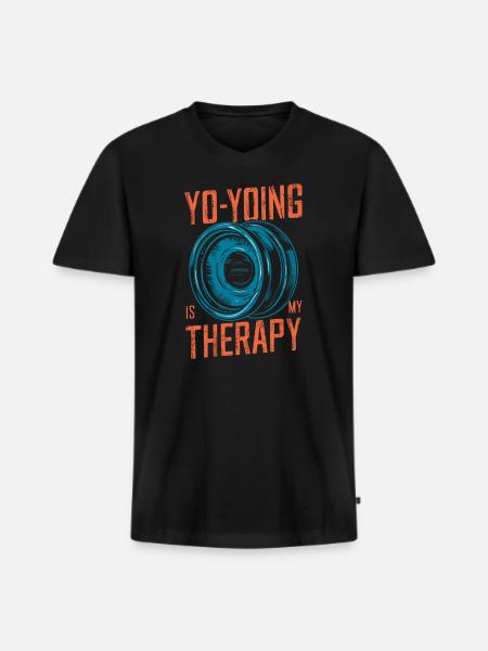 Yo-Yoing Is My Therapy - Men's Premium Organic T-shirt with V-neck - black