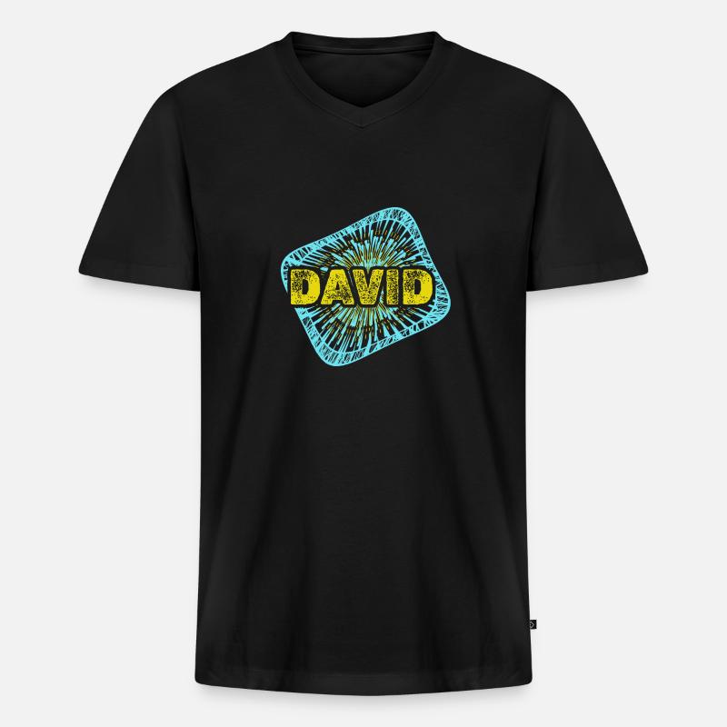 Hobby David - Männer Premium Bio T-Shirt mit V-Ausschnitt - Schwarz