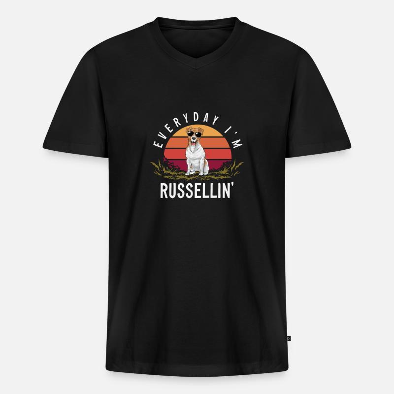 Jack Russell Terrier - Männer Premium Bio T-Shirt mit V-Ausschnitt - Schwarz