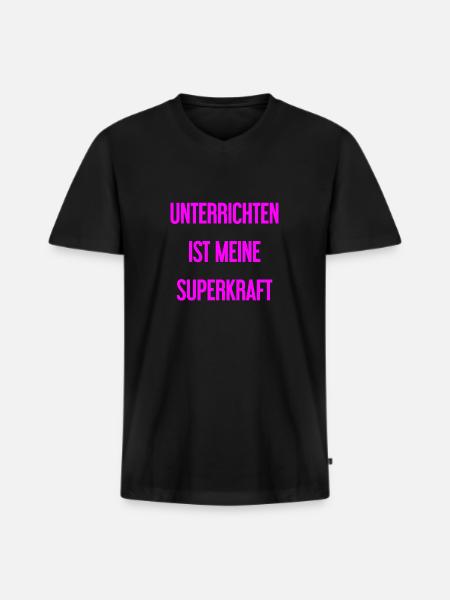 Unterrichten - Meine Superkraft! - Männer Premium Bio T-Shirt mit V-Ausschnitt - Schwarz