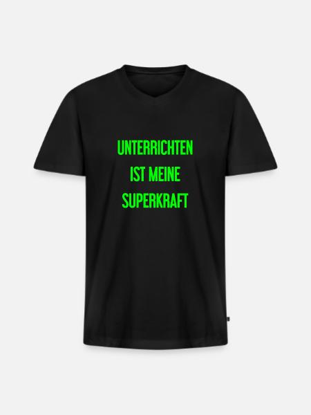 Unterrichten - Meine Superkraft! - Männer Premium Bio T-Shirt mit V-Ausschnitt - Schwarz