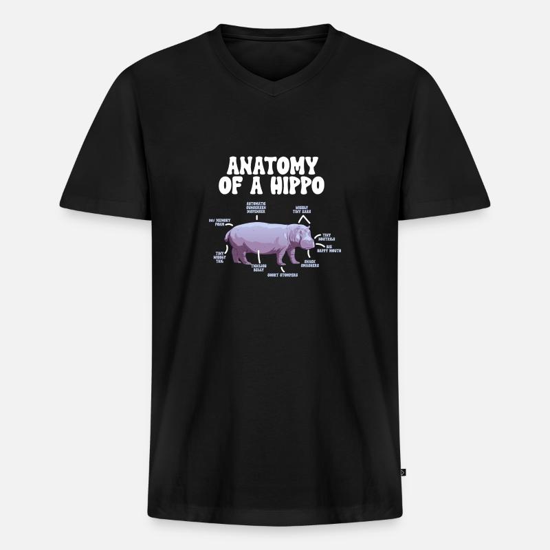Flusspferd Nilpferd - Männer Premium Bio T-Shirt mit V-Ausschnitt - Schwarz