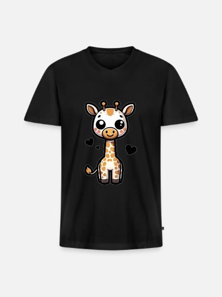 Niedliche Giraffe Gezeichnete Giraffe - Männer Premium Bio T-Shirt mit V-Ausschnitt - Schwarz