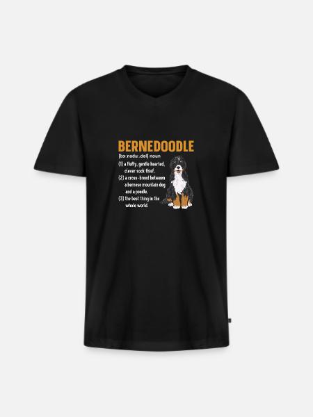 Chien Bernedoodle - T-shirt encolure en V Premium bio Homme - noir