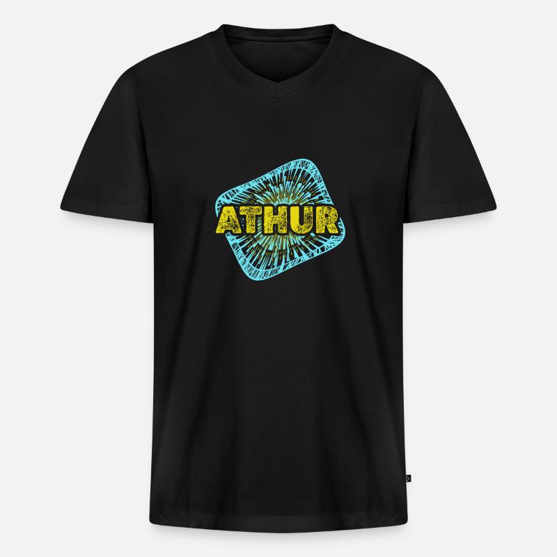 Freizeit Athur - Männer Premium Bio T-Shirt mit V-Ausschnitt - Schwarz