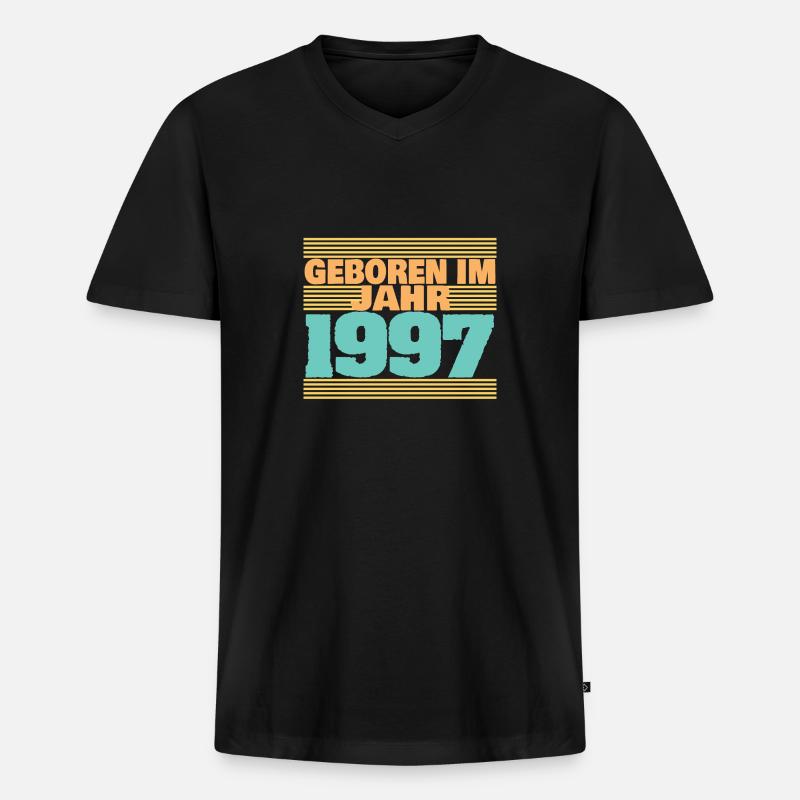 1997 - Männer Premium Bio T-Shirt mit V-Ausschnitt - Schwarz