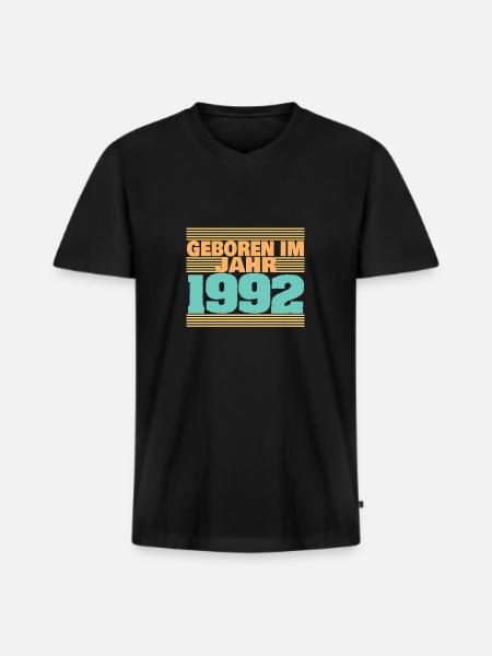 Jahr 1992 - Männer Premium Bio T-Shirt mit V-Ausschnitt - Schwarz