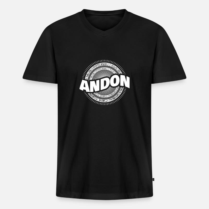 Mann Andon - Männer Premium Bio T-Shirt mit V-Ausschnitt - Schwarz