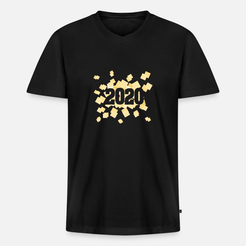 2020 - Männer Premium Bio T-Shirt mit V-Ausschnitt - Schwarz